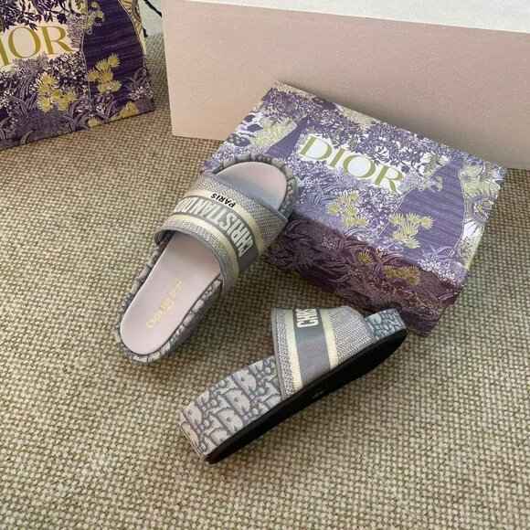 Christian Dior Oblique D-Way Grey Platform Sandals - Picture 3 of 8